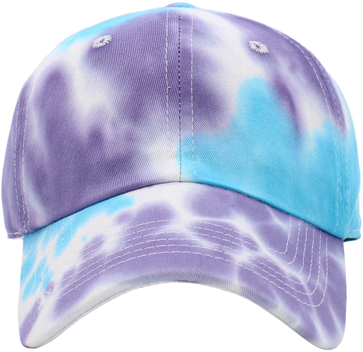 Tiedye Aqua Blue Purple Low Profile Baseball Caps Front View
